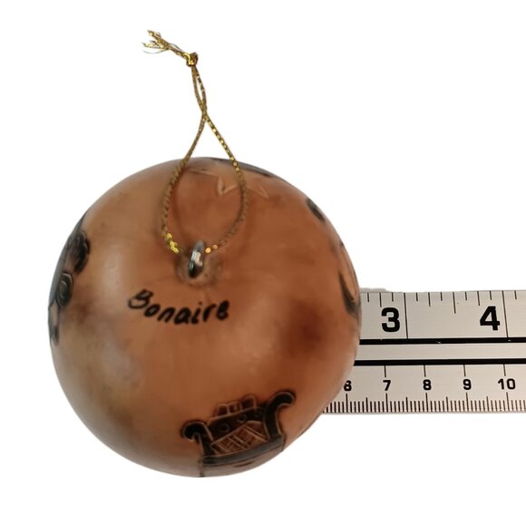 Handcarved Gourd Christmas Ornament Santa Stocking Bells 2.5" X 2.5" Brown - Picture 4 of 9